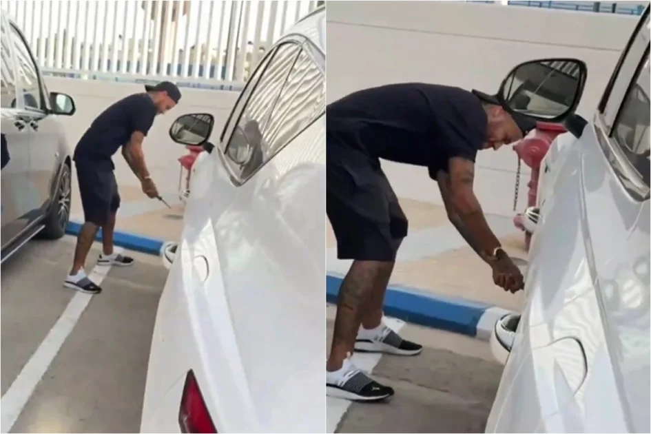 V Deo Neymar Flagrado Furando Pneu Do Carro De Colega De Equipe