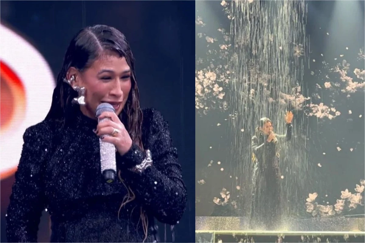 Vídeo: Simone Mendes canta sob ‘chuva’ no Domingão e revela segredo para todo Brasil