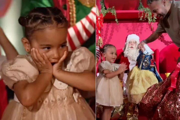 Esta foi a reação de Mavie ao ver os presentes que ganhou do Papai Noel no Natal
