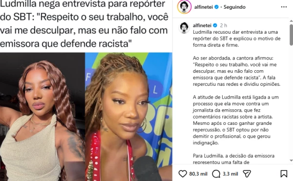 Ludmilla dá resposta dura a repórter do SBT ao recusar entrevista: ‘Não falo com emissora que…’ 34