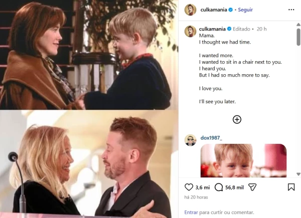 Sofrendo a dor do luto, Macaulay Culkin se manifesta após triste perda: ‘Mamãe, achei que tínhamos tempo’ 34 cJ2JRlh3M1snJe2VYLbMAdtutsqn66vR681rqisN