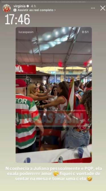 Virginia Fonseca se declara após encontro com Juliana Paes na apuração do Carnaval